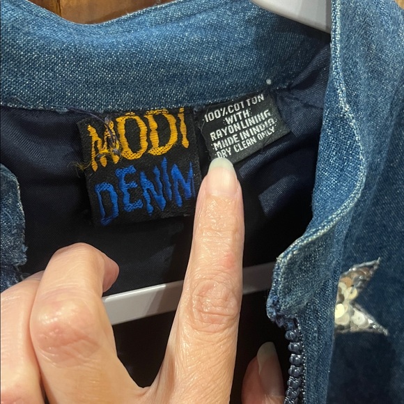 Vintage 1980’s Modi Denim Jacket with Gold Moons and Silver Stars - Picture 7 of 12